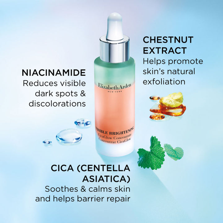 Ingredients- Niacinamide- reduces visible dark spots and discolorations, chestnut extract helps promote skin's natural exfoliation and cica (centella asiatica) calms and helps barrier repair