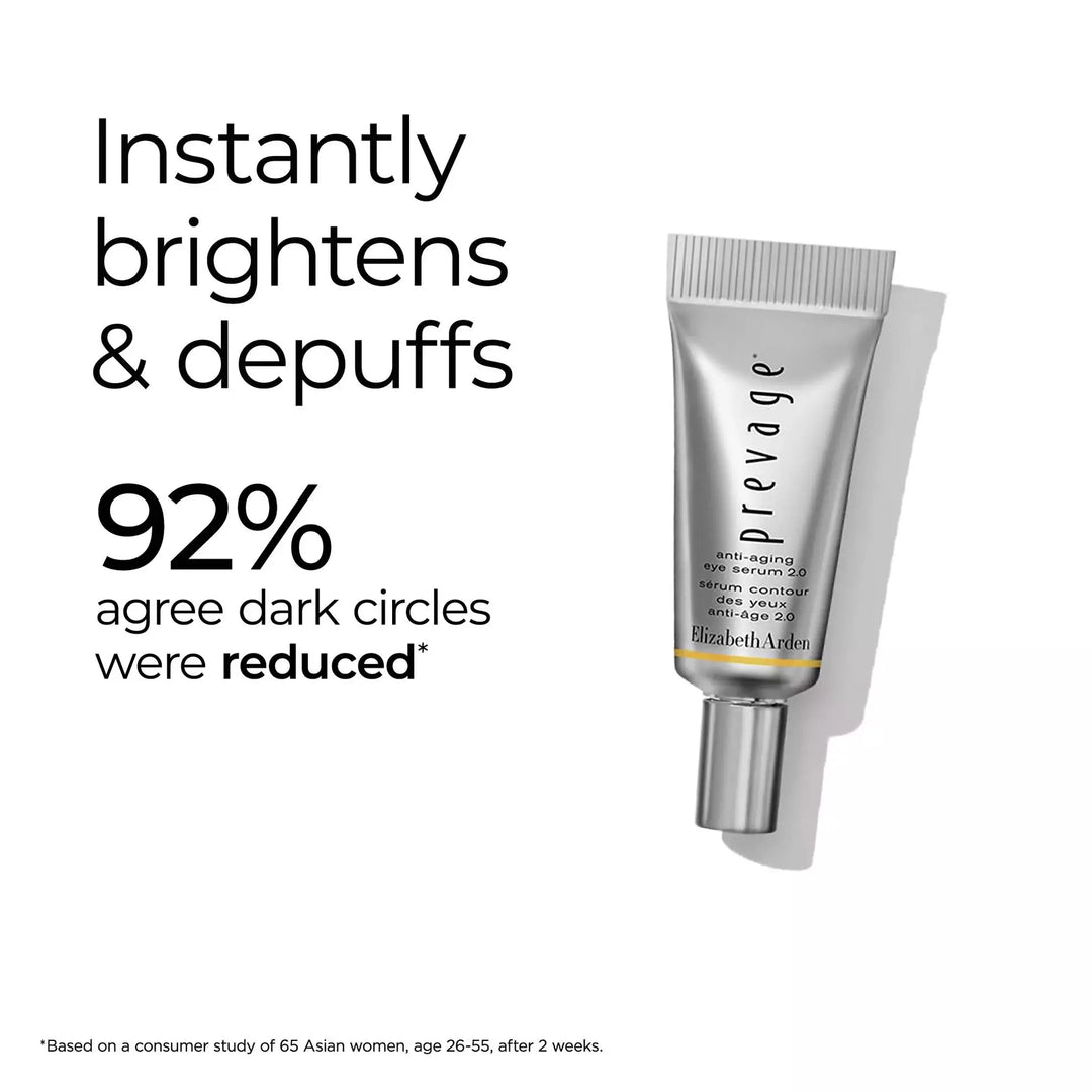 Prevage Daily Serum 2.0- 100% showed a clinical improvement in*: radiance, clarity, texture, photodamage, skin tone and overall look of skin. *Based on a clinical study of 32 women after 12 weeks.