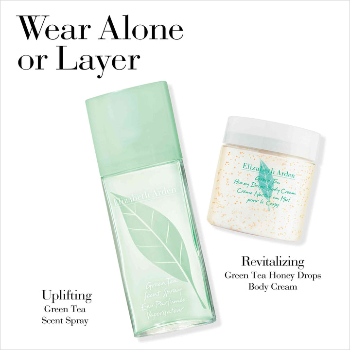 Wear Alone or Layer. Uplifting with Green Tea Scent Spray and Revitalising with Green Tea Honey Drops Body Cream