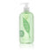Green bottle with pump dispenser on a white background