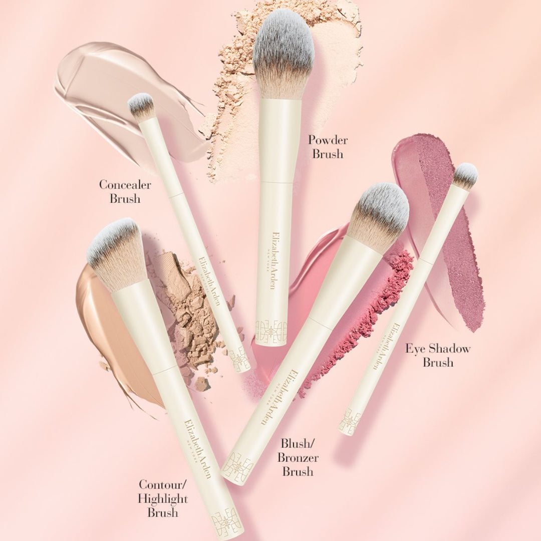 Elizabeth Arden New Brushes: Powder Brush, Eyeshadow Brush, Blush/Bronzer Brush, Contour/Highlight Brush, Concealer Brush.