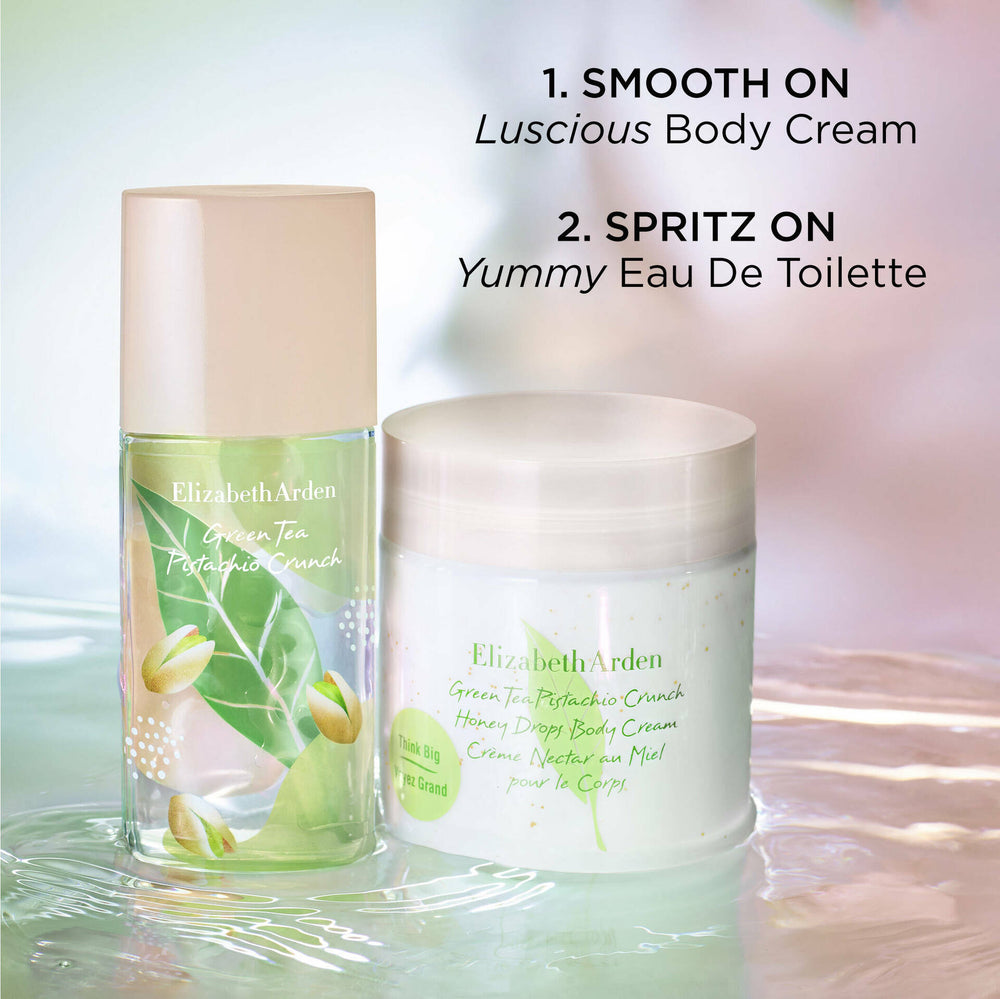 Green Tea Pistachio Crunch Duo. Smooth on and Spritz On