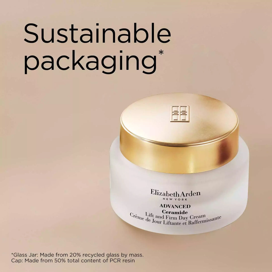 Sustainable Packaging* *Glass Jar: Made from 20% recycled glass by mass. Cap: Made from 50% total content of PCR resin