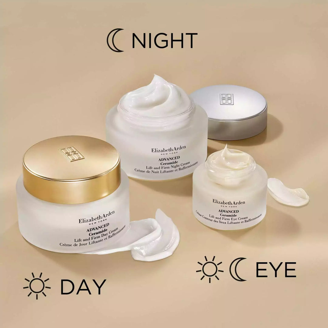 Regimen: Daytime- Use Advanced Ceramide Lift and Firm Day Cream and then Advanced Ceramide Eye Cream. Nighttime- Use Advanced Night Cream and then Advanced Eye Cream