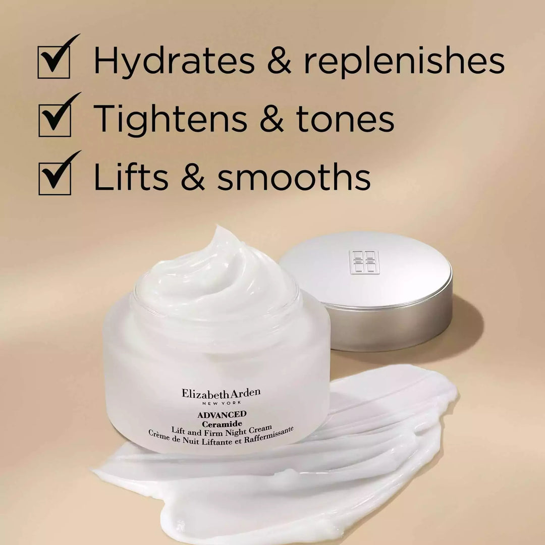 Hydrates and replenishes, tightens and tones, and lifts and smooths